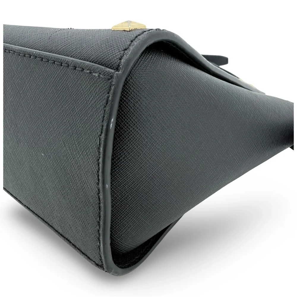 Michael Kors Selma Studded Medium Crossbody Black Saffiano Leather Gold Stud - Picture 11 of 14